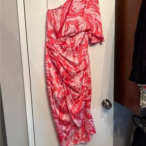 DO+BE One-Shoulder Pink Swirl Dress